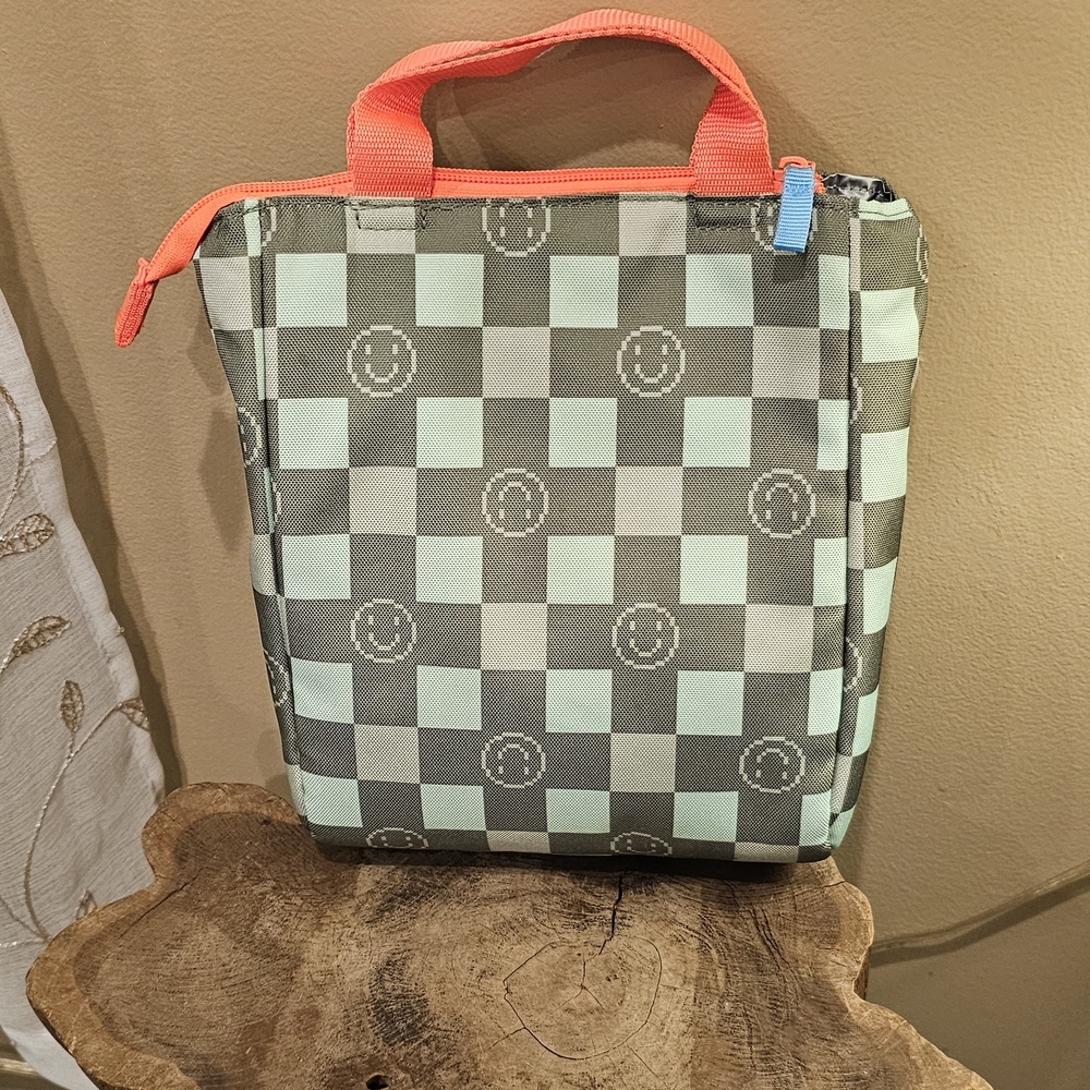 Cat & Jack Checkered Kids Bag - Gray and Mint